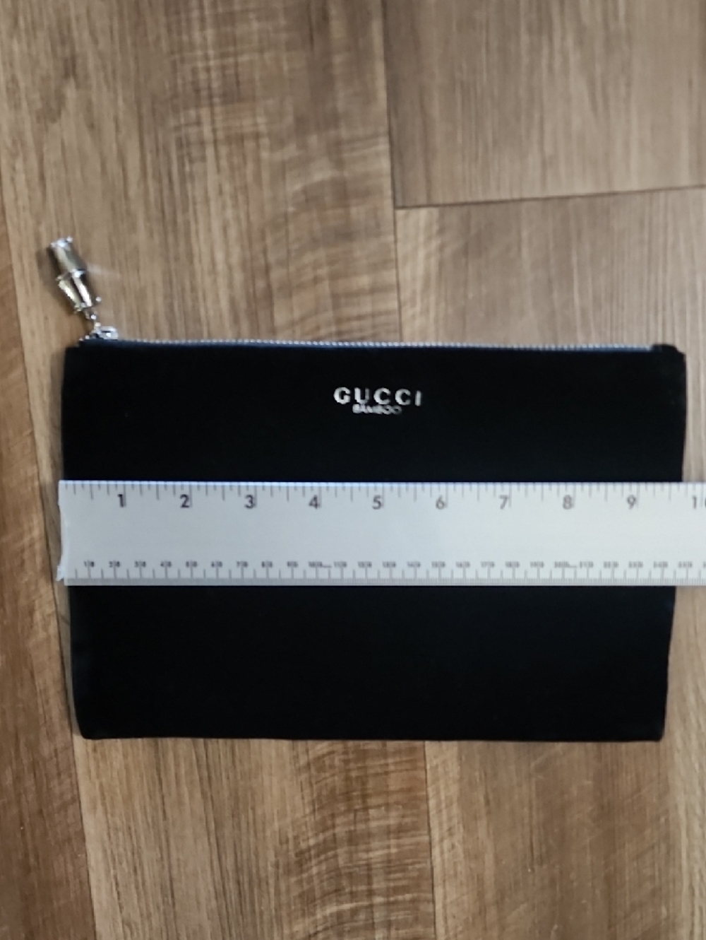Gucci Bamboo Black Velvet Cosmetic Pouch Clutch Zip Bag Auth Vintage - Picture 5 of 8